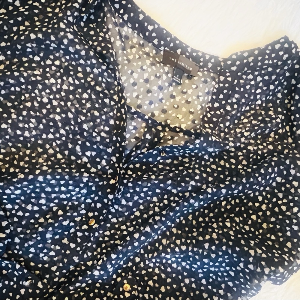 THE LIMITED Heart Print Sheer Blouse
